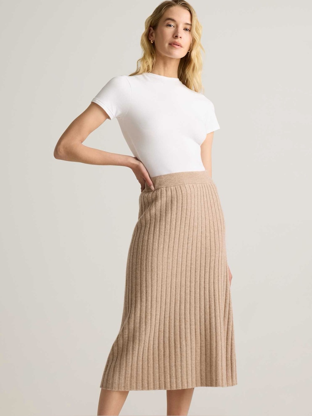 Quince Mongolian Cashmere Midi Skirt